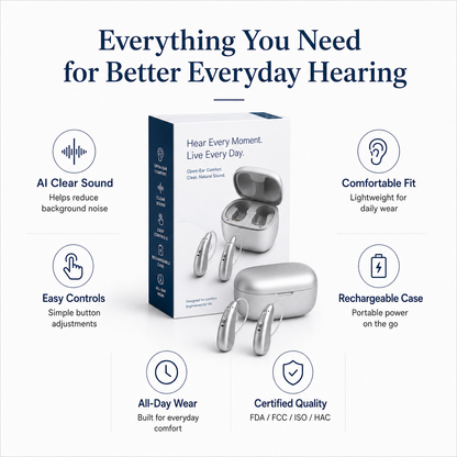 👂Concealed Smart In-Ear Rechargeable Hearing Aids-💡Machine washable, retains its shape, and has a long lifespan